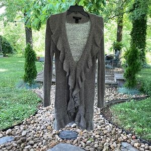 White House Black Market ruffle collar cardigan 5.24